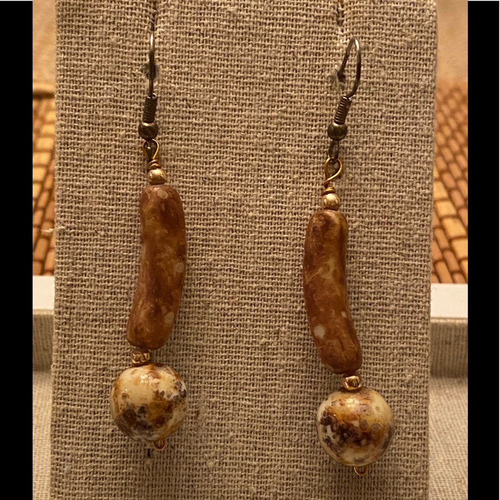 Orange stone earrings